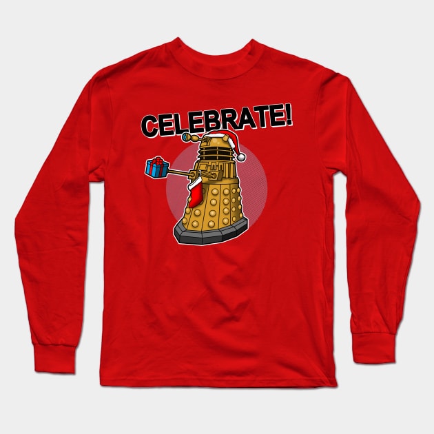 Celebrate Christmas Funny Cute Alien Christmas Gift Long Sleeve T-Shirt by BoggsNicolas